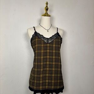 allison joy plaid lace yellow black y2k camisole coquette downtown girl preppy